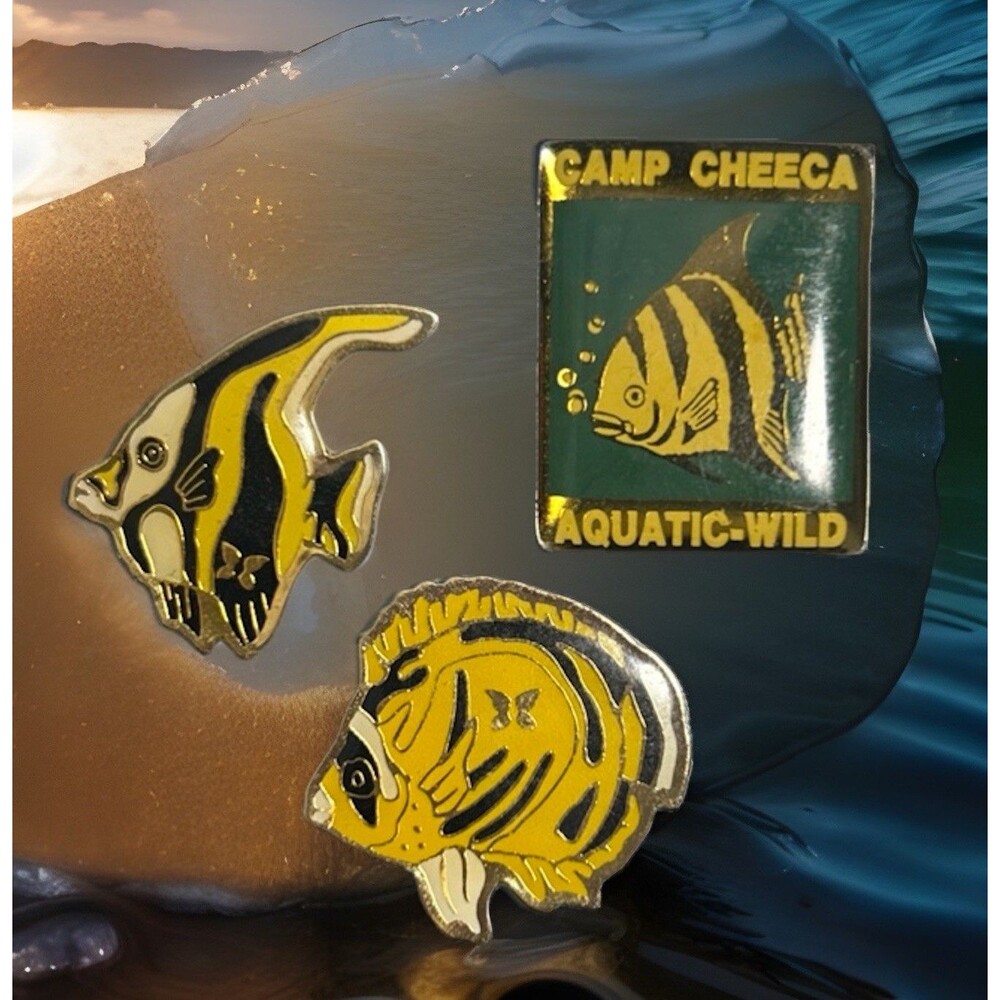 Camp Cheeca Aquatic Wild & 2 Aquarium Angel Fish Collector Pins